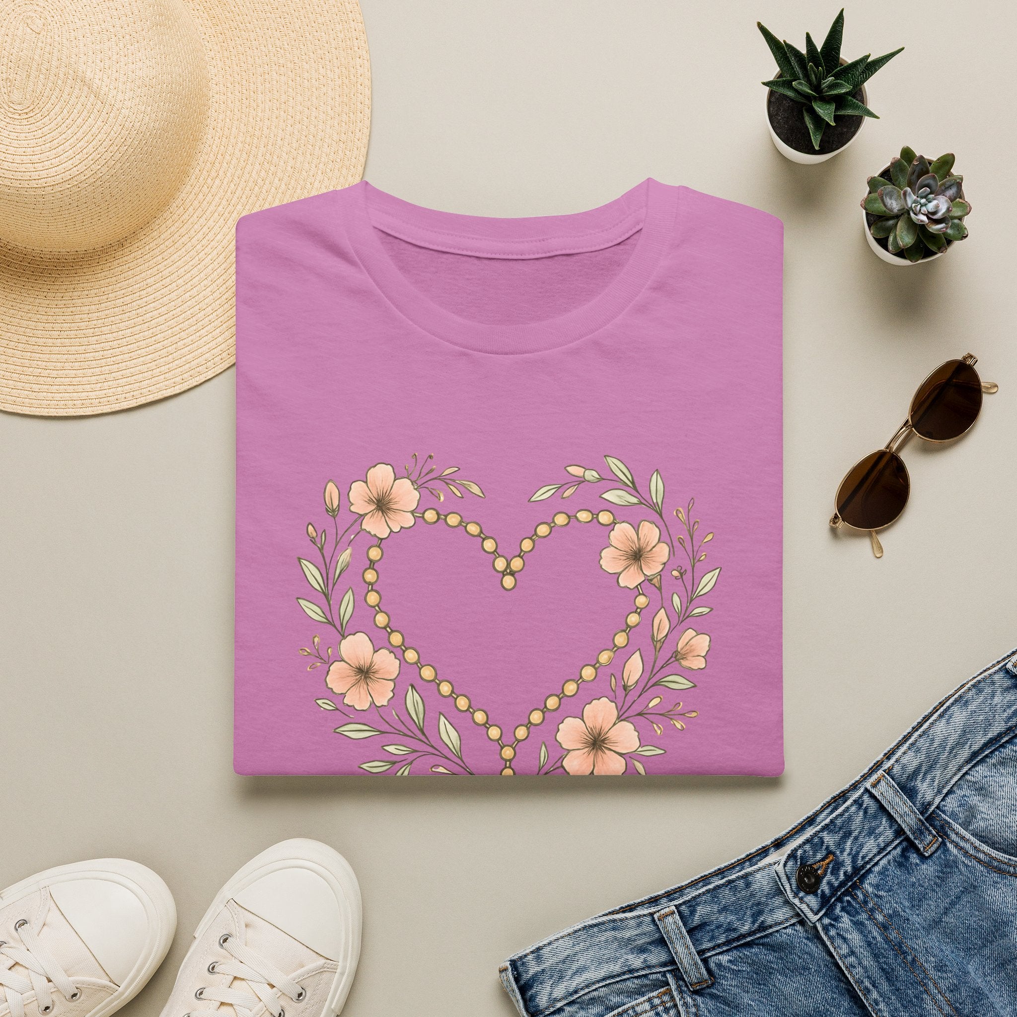 Floral Heart Rosary T-Shirt