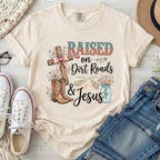 Raised on Dirt Roads & Jesus Christian Comfort Colors T-Shirt in Ivory