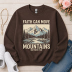 Faith Can Move Mountains Christian sweatshirt in Dark Chocolate