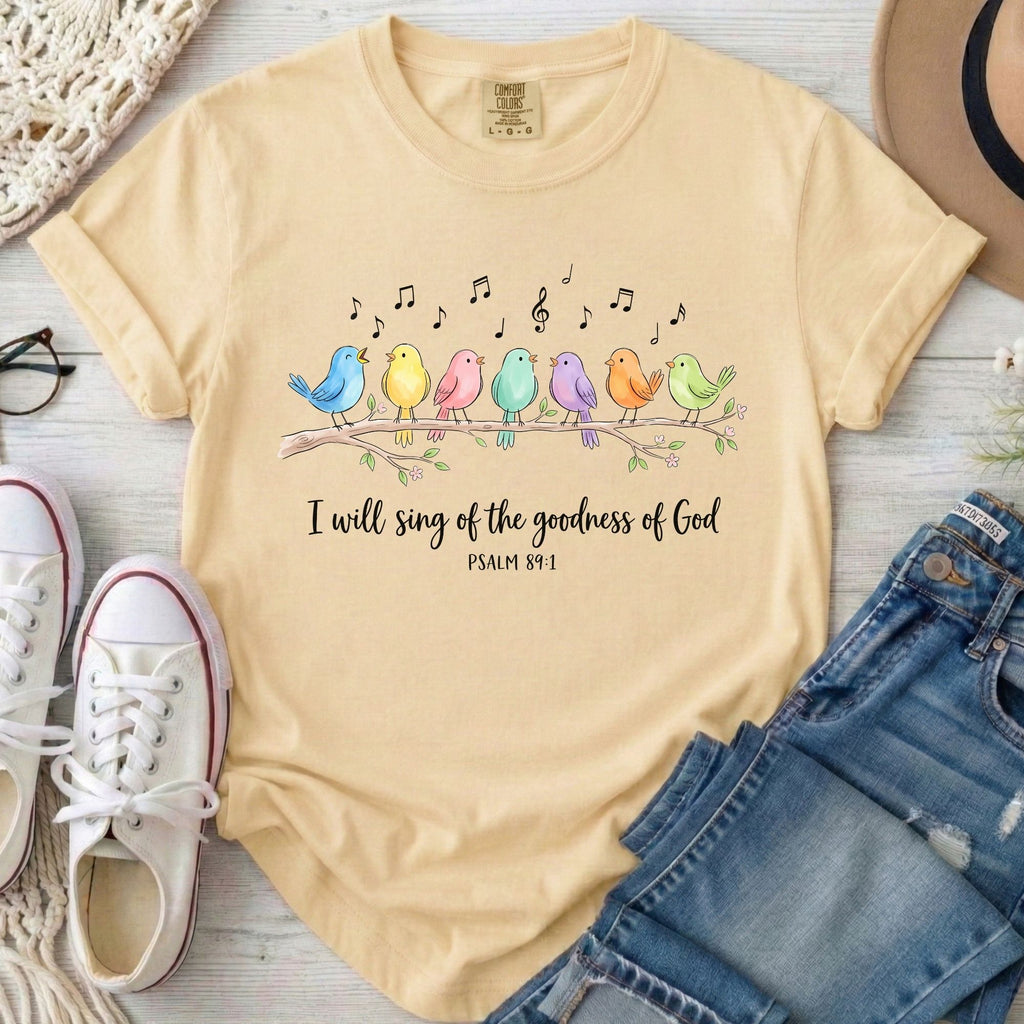 I Will Sing of the Goodness of God Christian Comfort Colors T-Shirt in Banana