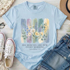 His Mercies Are New Every Morning Christian Comfort Colors T-Shirt in Chambray