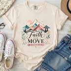 Faith Can Move Mountains Christian Comfort Colors T-Shirt in Ivory