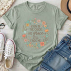 Even in the Chaos His Grace Still Finds Me Christian Comfort Colors T-Shirt in Bay