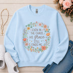 Even in the Chaos His Grace Still Finds Me Christian sweatshirt in Light Blue