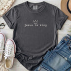 Jesus Is King Christian Comfort Colors T-Shirt in Pepper