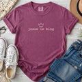 Jesus Is King Christian Comfort Colors T-Shirt in Berry