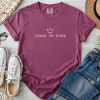 Jesus Is King Christian Comfort Colors T-Shirt in Berry