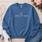 Jesus Is King Christian sweatshirt in Indigo Blue