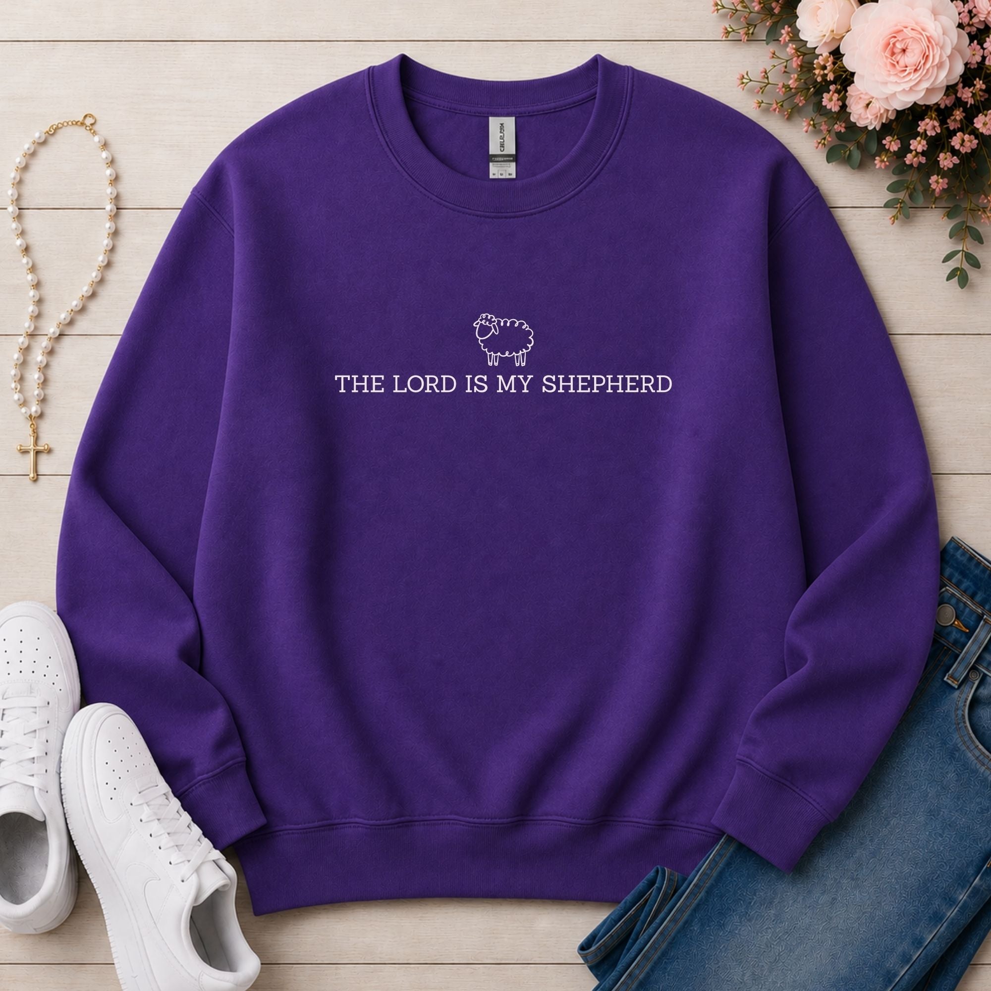 The Lord Is My Shepherd Christian sweatshirt in Purple