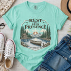 Rest in His Presence Christian Comfort Colors T-Shirt in Island Reef