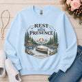 Rest in His Presence Christian sweatshirt in Light Blue