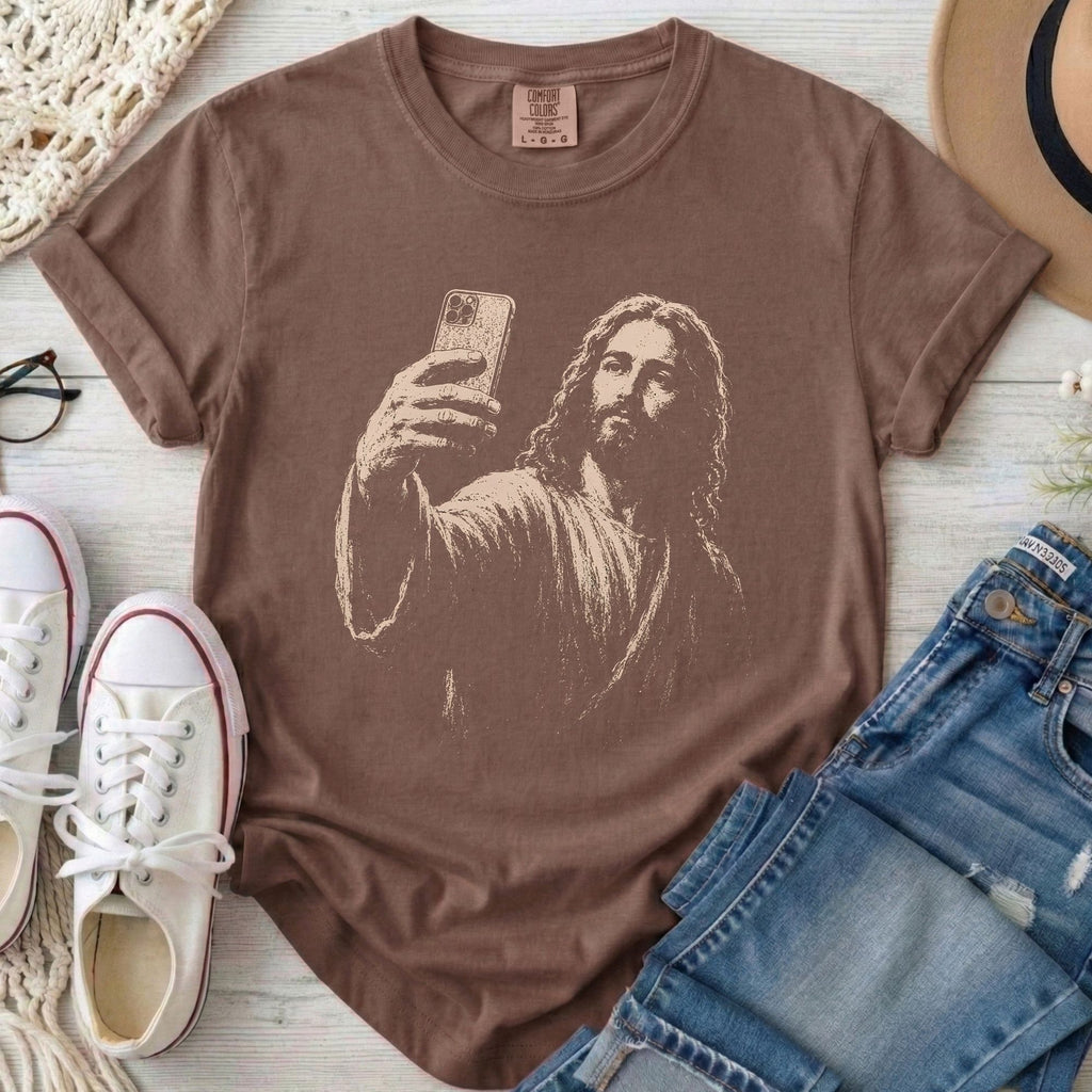 Jesus Selfie Christian Comfort Colors T-Shirt in Espresso