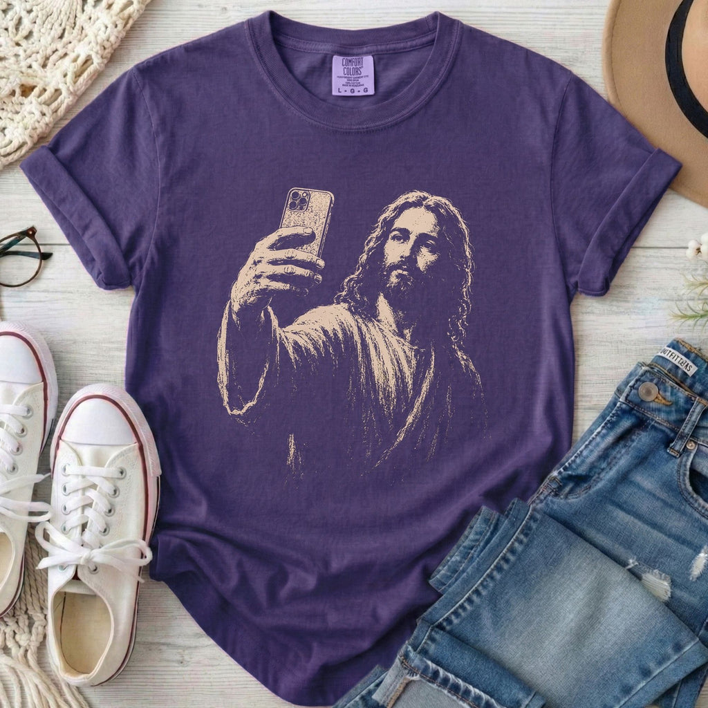 Jesus Selfie Christian Comfort Colors T-Shirt in Grape