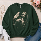 Jesus Selfie Christian sweatshirt in Forest Green
