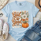 God Is Good All the Time Christian Comfort Colors T-Shirt in Chambray