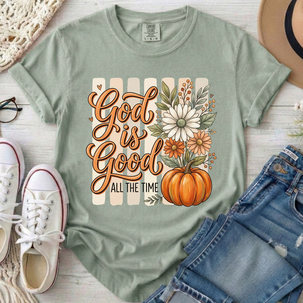 God Is Good All the Time Christian Comfort Colors T-Shirt in Bay