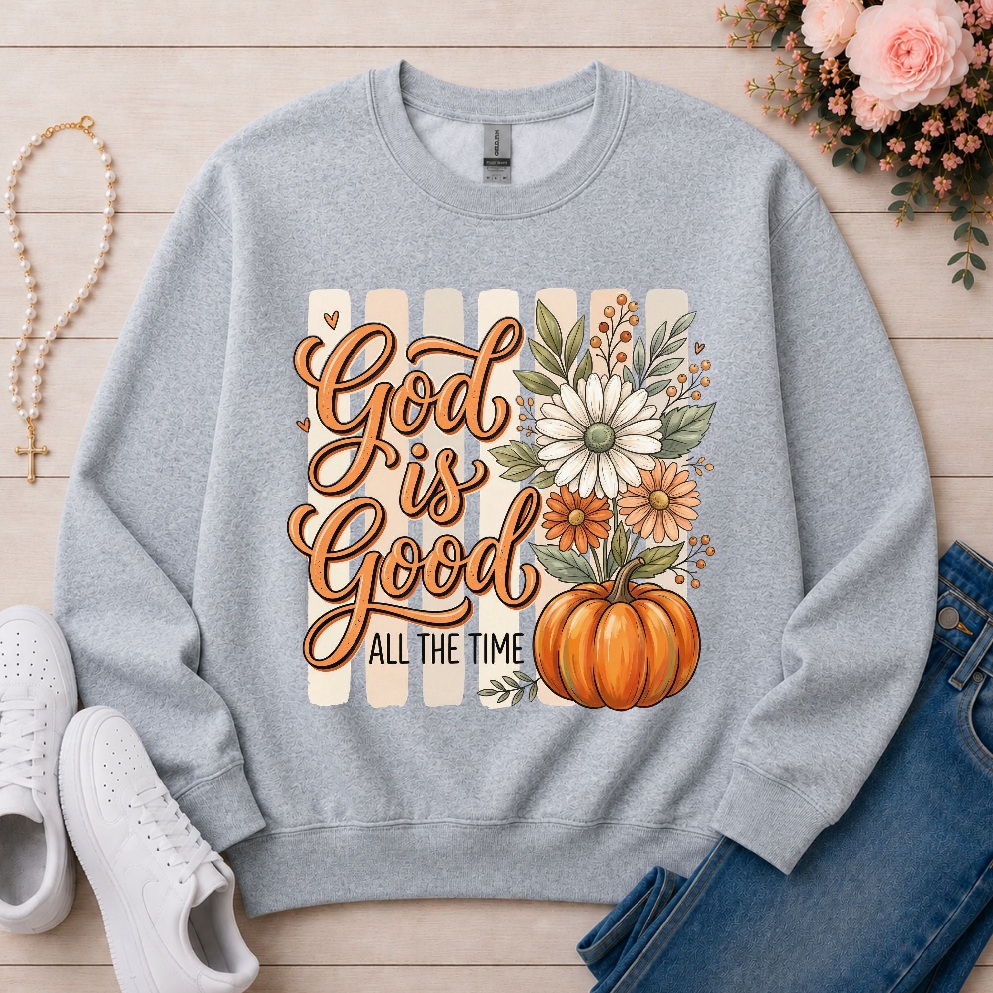 God Is Good All the Time Christian sweatshirt in Sport Grey