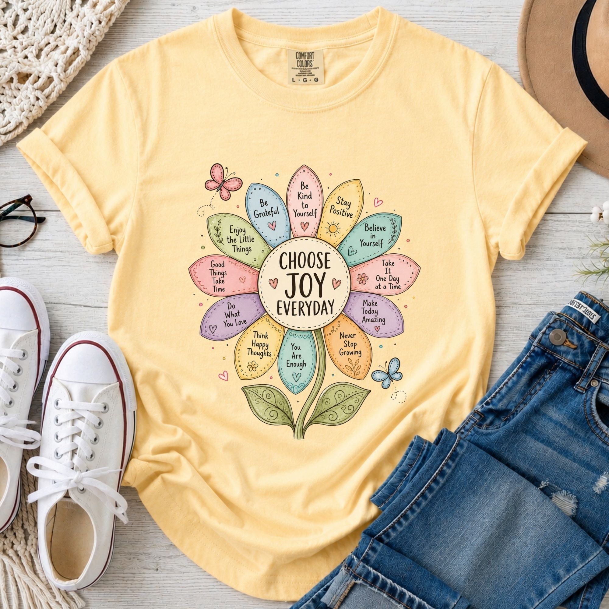 Choose Joy Everyday Comfort Colors Christian T-Shirt in Butter