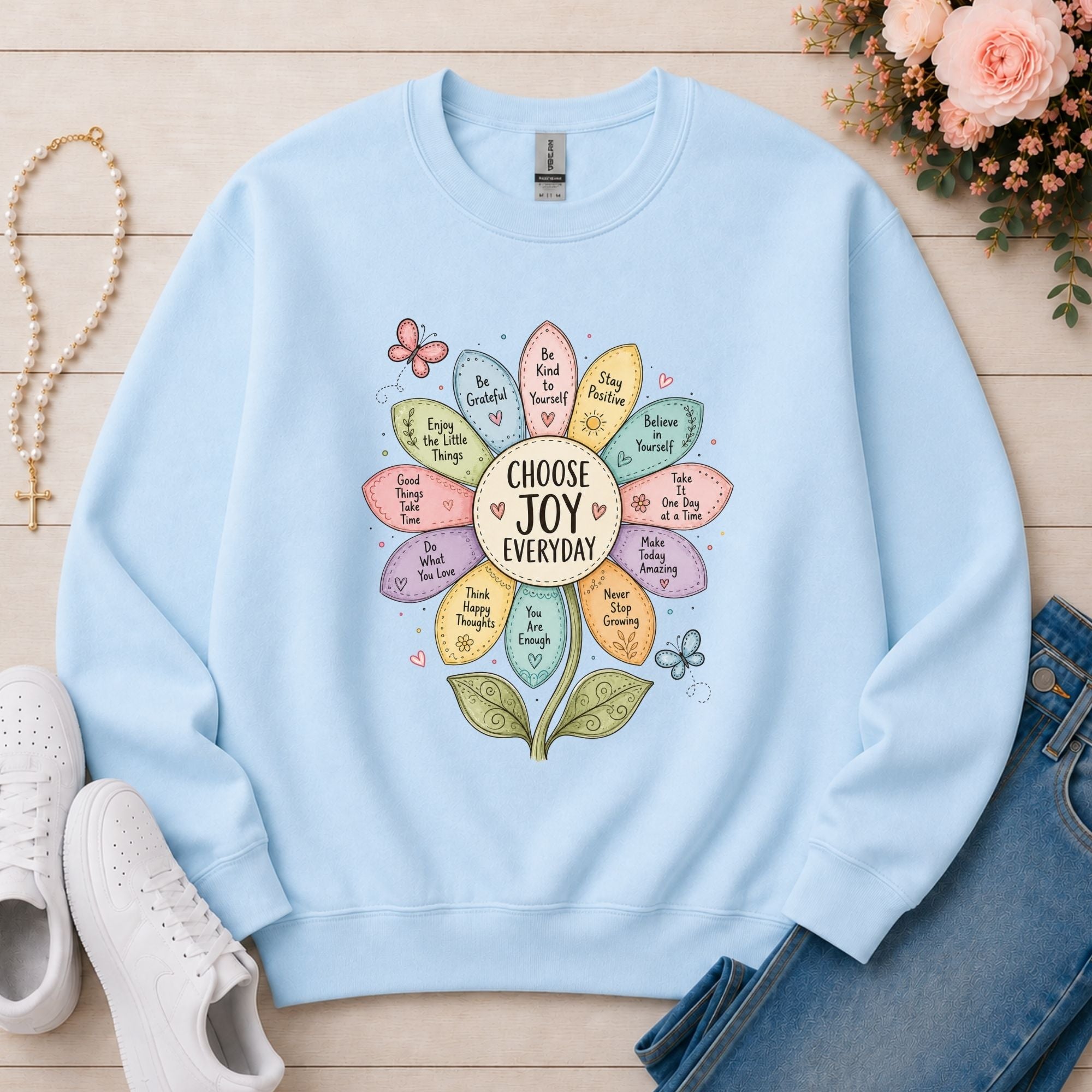 Choose Joy Everyday Christian sweatshirt in Light Blue