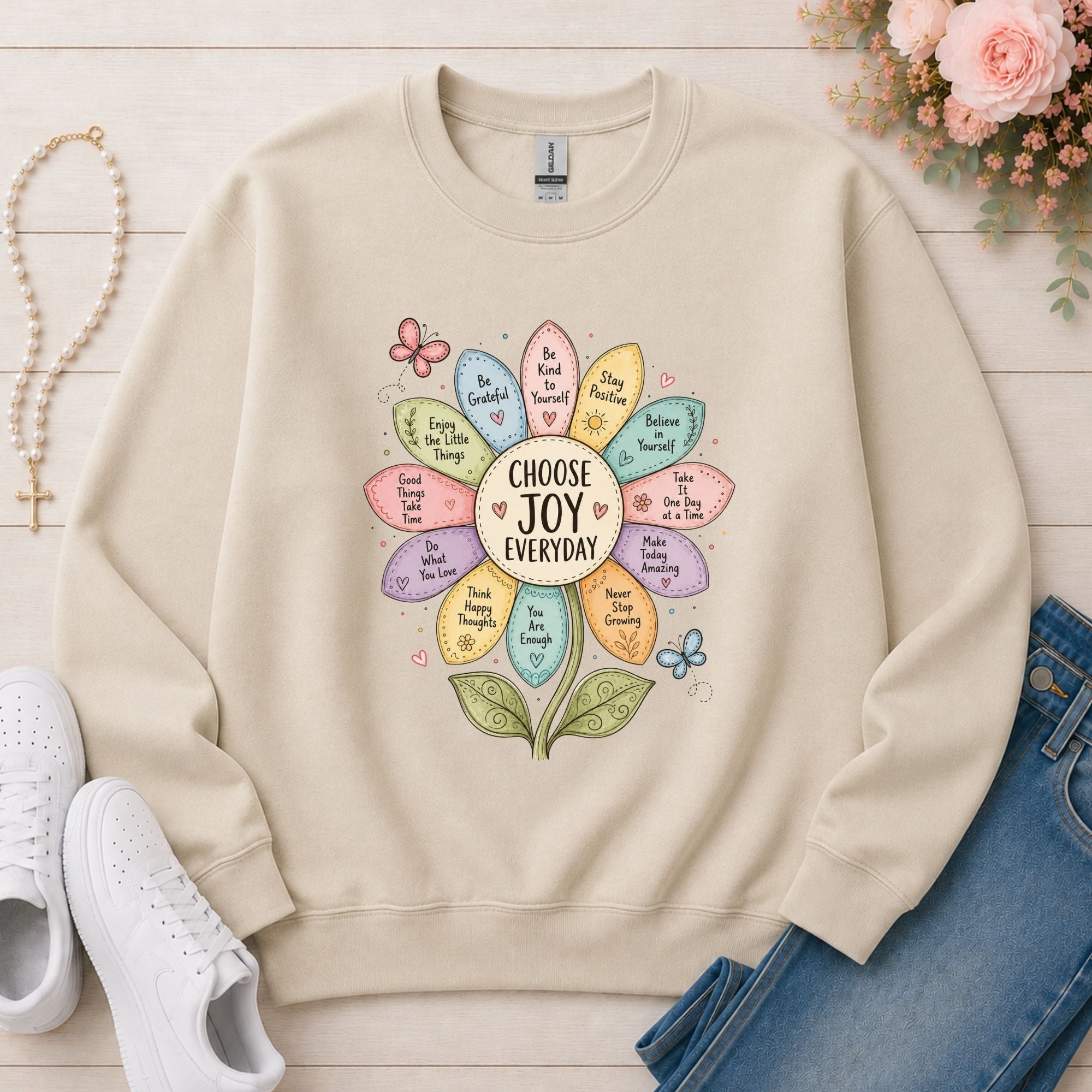 Choose Joy Everyday Christian sweatshirt in Sand