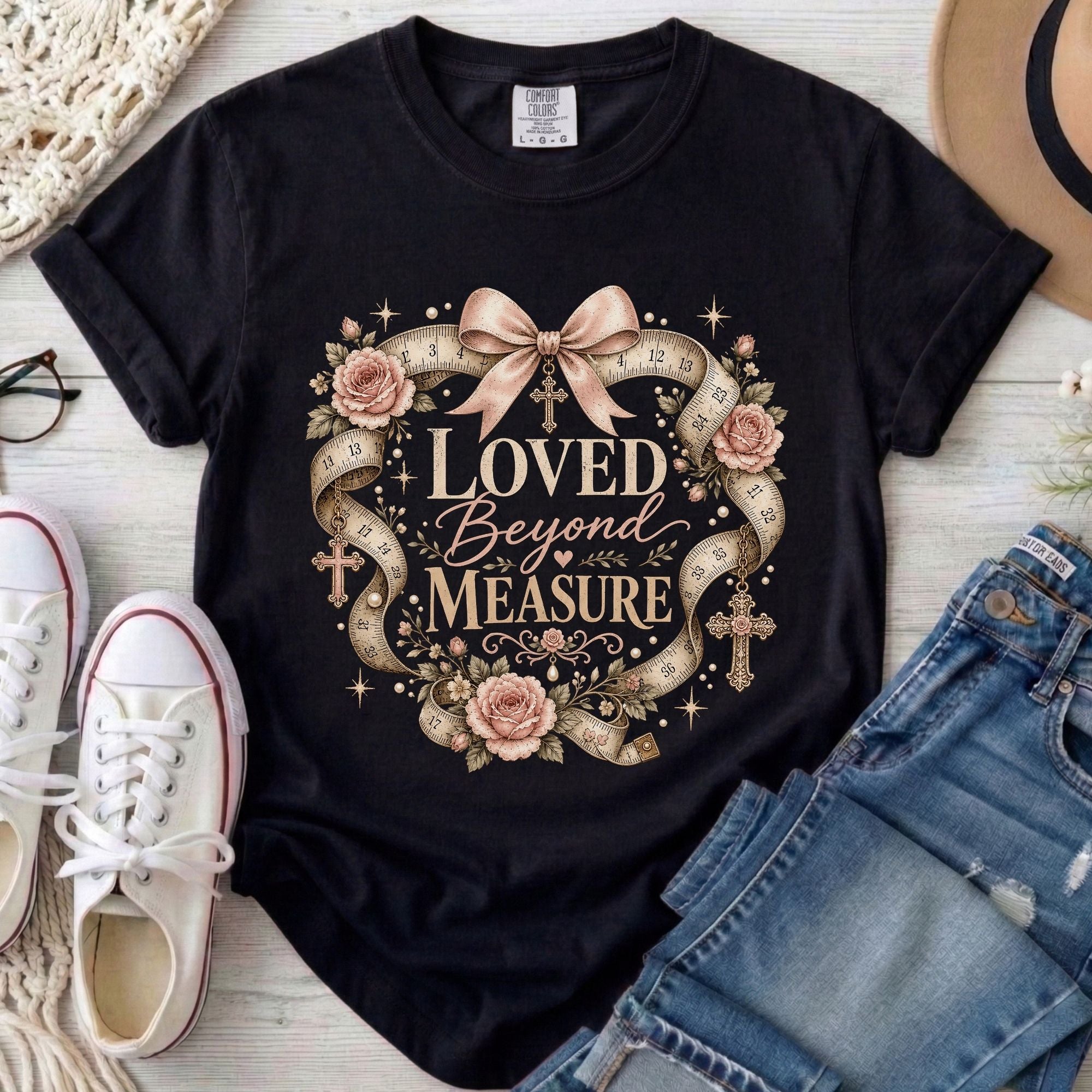 Loved Beyond Measure Christian Comfort Colors T-Shirt in Black