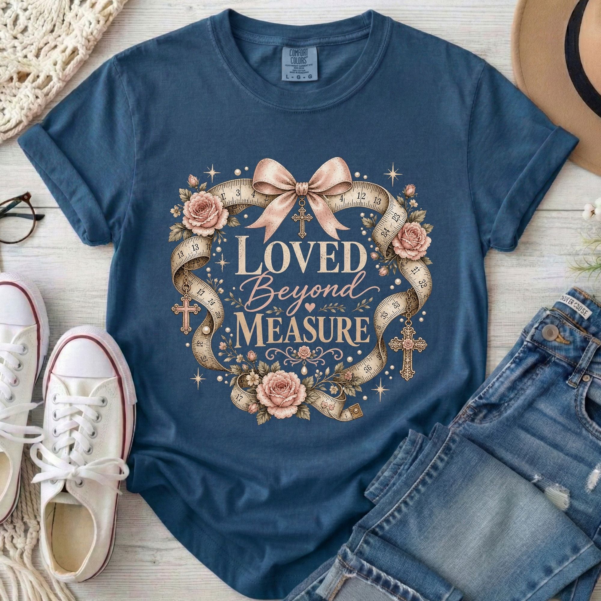 Loved Beyond Measure Christian Comfort Colors T-Shirt in Midnight