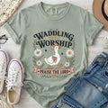 Waddling Into Worship Christian Comfort Colors T-Shirt in Bay