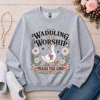 Waddling Into Worship Christian sweatshirt in Sport Grey
