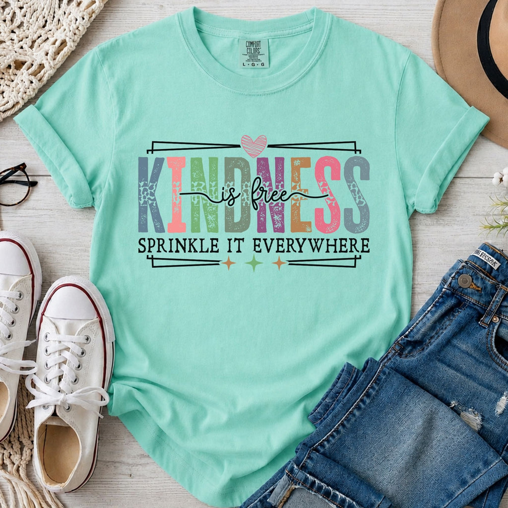 Kindness Is Free Comfort Colors Inspirational T-Shirt in Island Reef