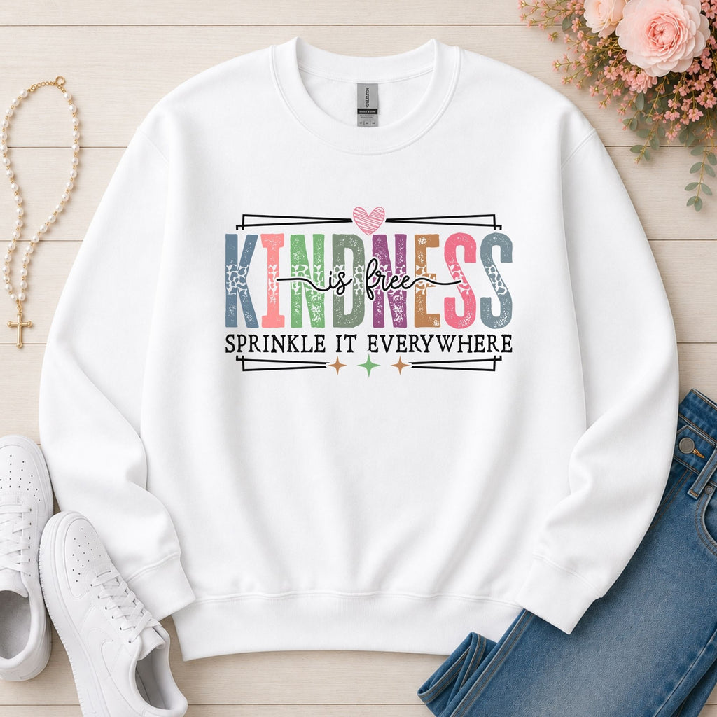 Kindness Is Free Inspirational sweatshirt in White