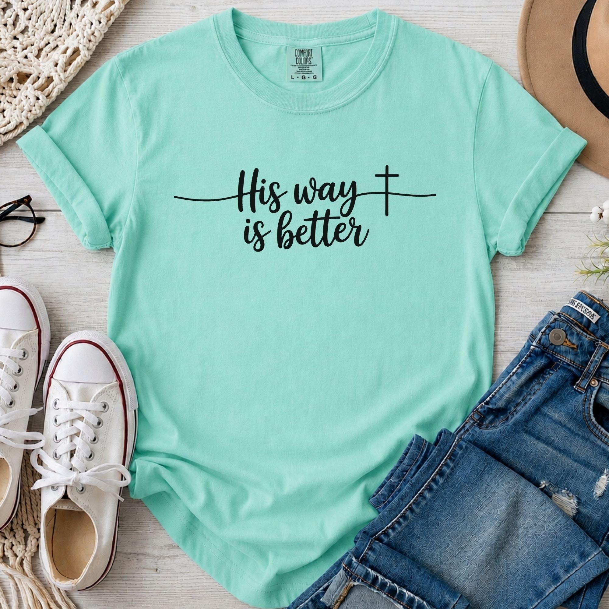 His Way Is Better Christian Comfort Colors T-Shirt in Island Reef