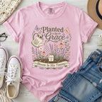 Planted in Grace Christian Comfort Colors T-Shirt in Blossom