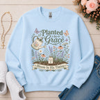 Planted in Grace Christian sweatshirt in Light Blue