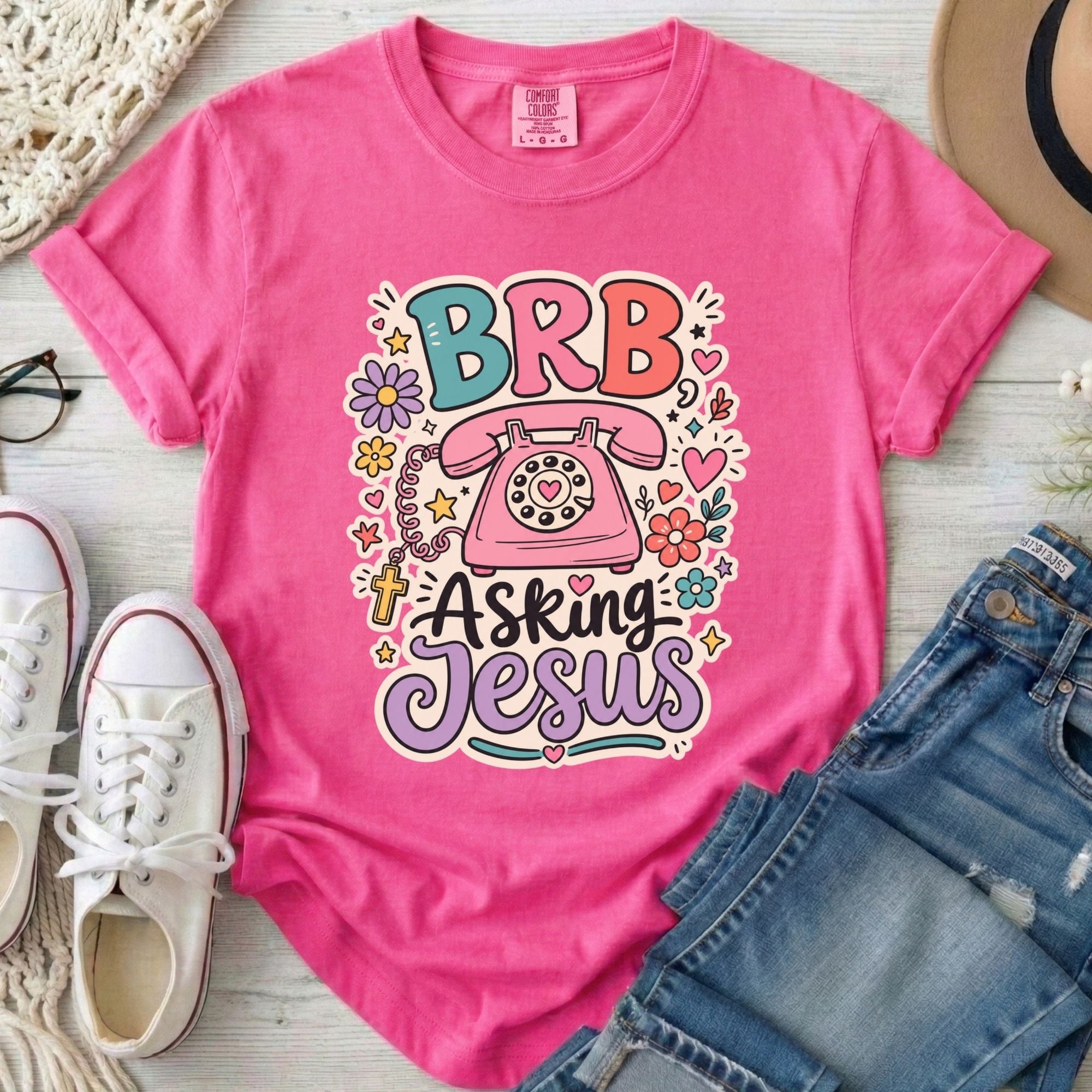 BRB Asking Jesus Christian Comfort Colors T-Shirt in Crunchberry