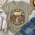 Cast Your Cares He Carries You Christian Comfort Colors T-Shirt in Khaki