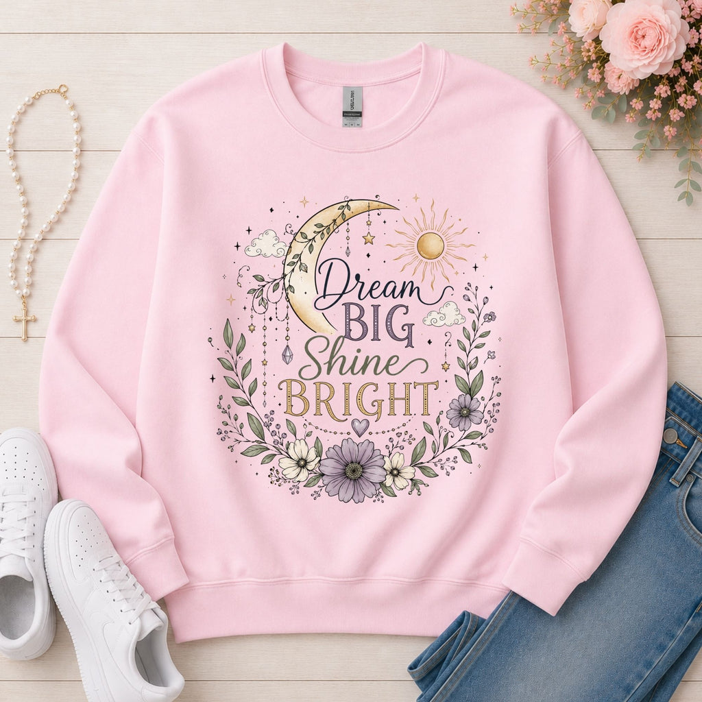 Dream Big Shine Bright Christian sweatshirt in Light Pink