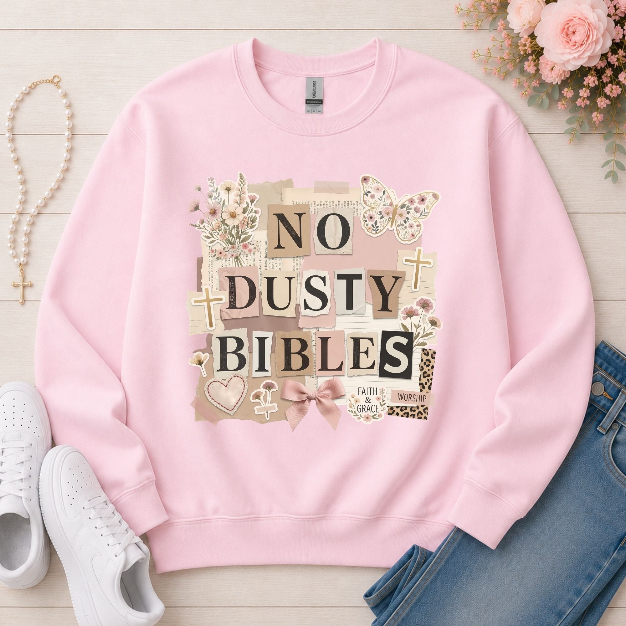 No Dusty Bibles Christian sweatshirt in Light Pink