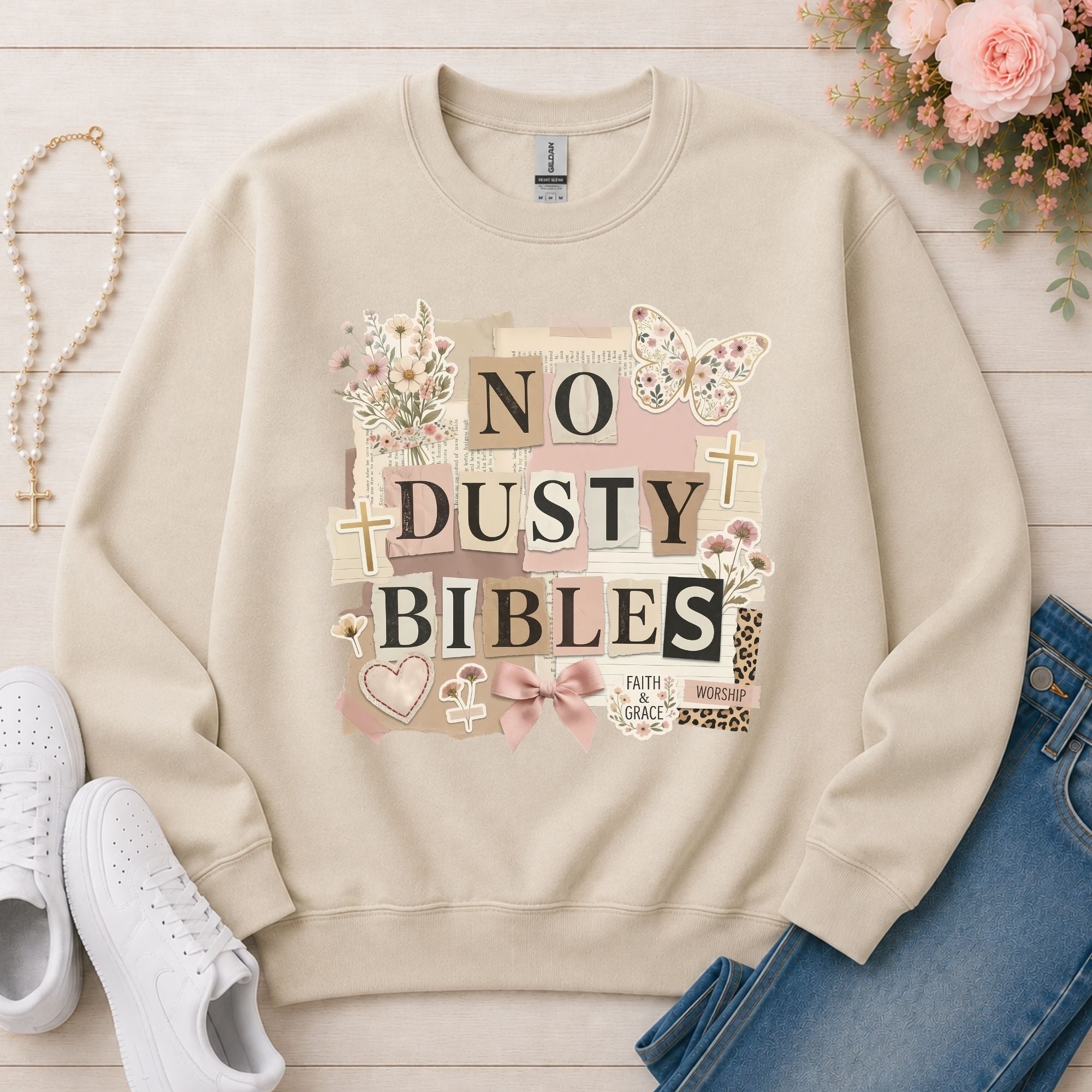 No Dusty Bibles Christian sweatshirt in Sand