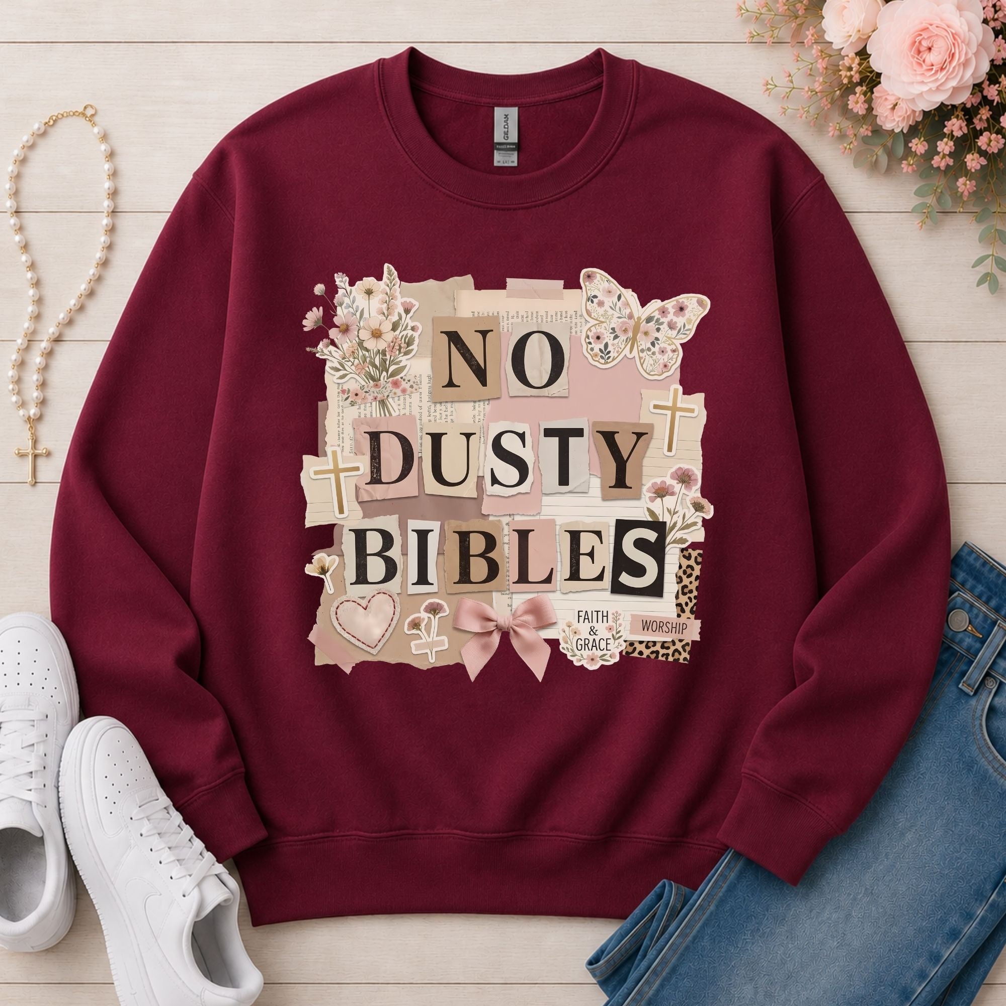 No Dusty Bibles Christian sweatshirt in Maroon