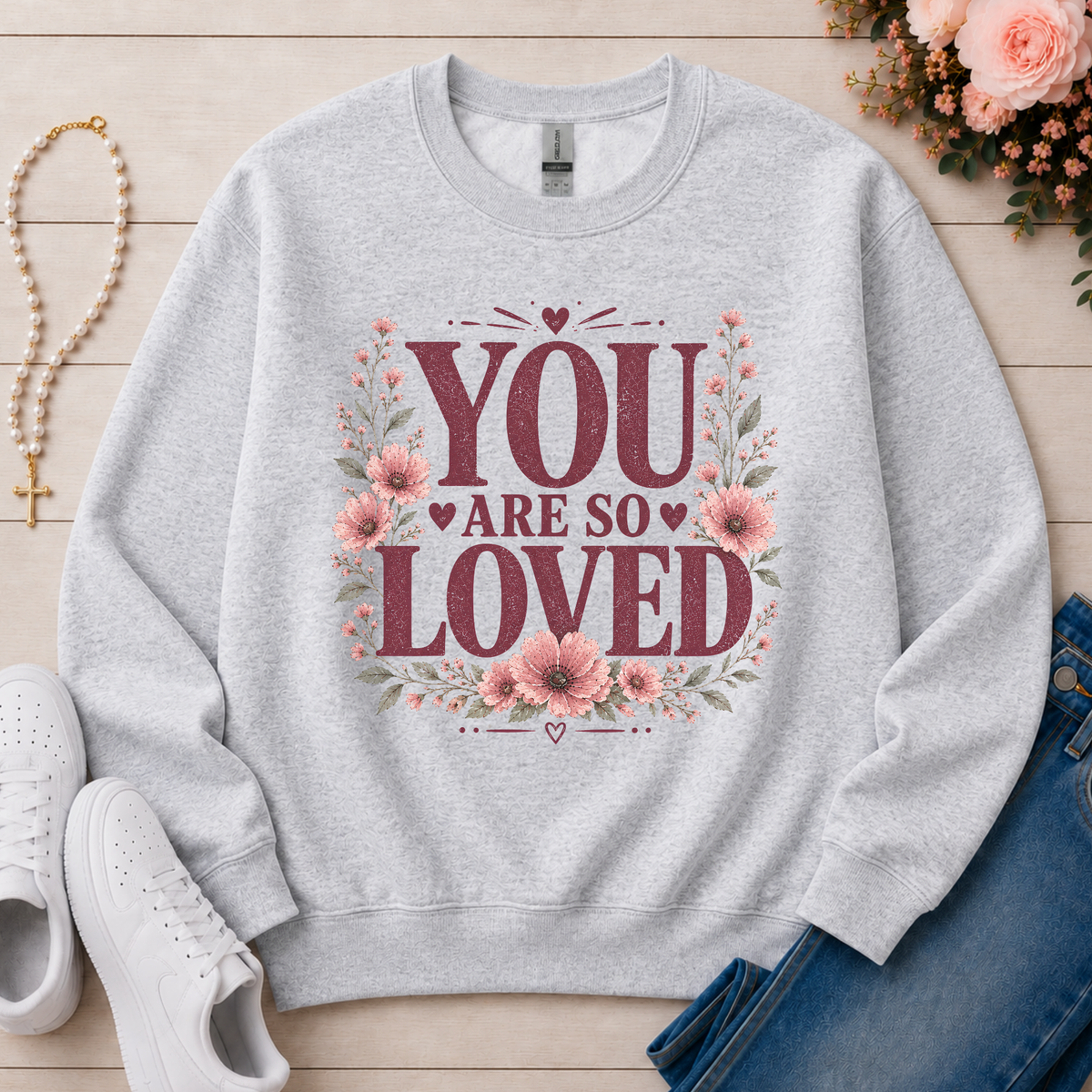 You Are So Loved Christian sweatshirt in Ash