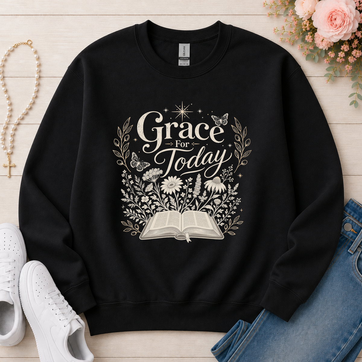 Grace For Today Christian sweatshirt in Black