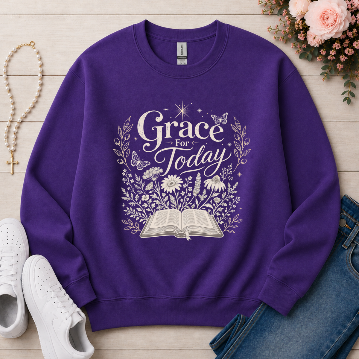 Grace For Today Christian sweatshirt in Purple