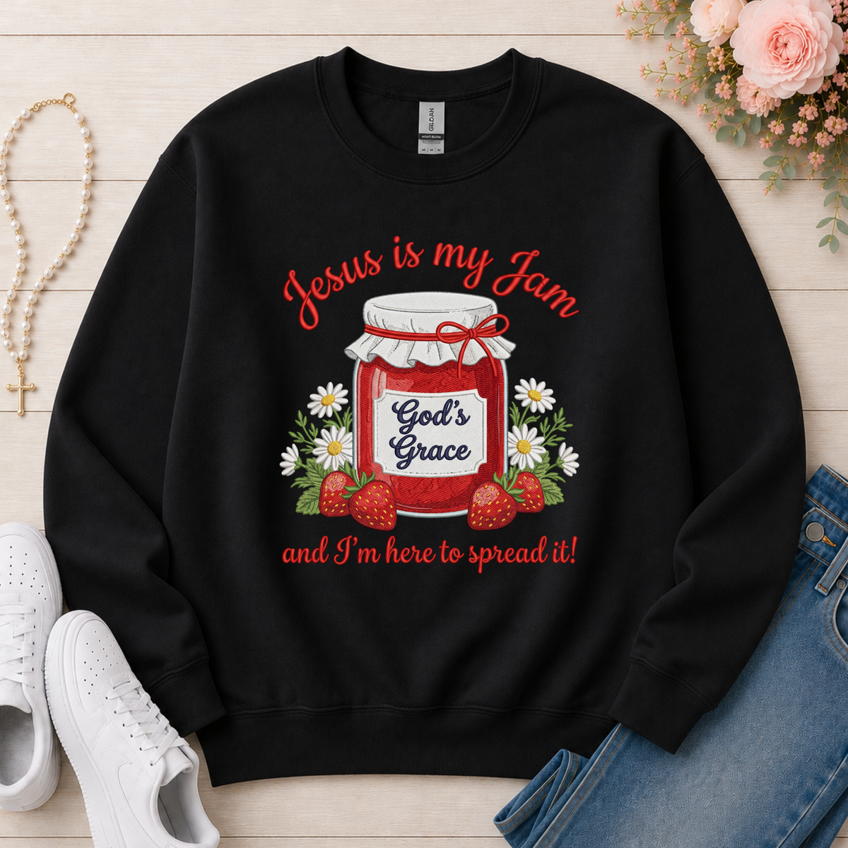 Jesus Is My Jam Christian sweatshirt in Black