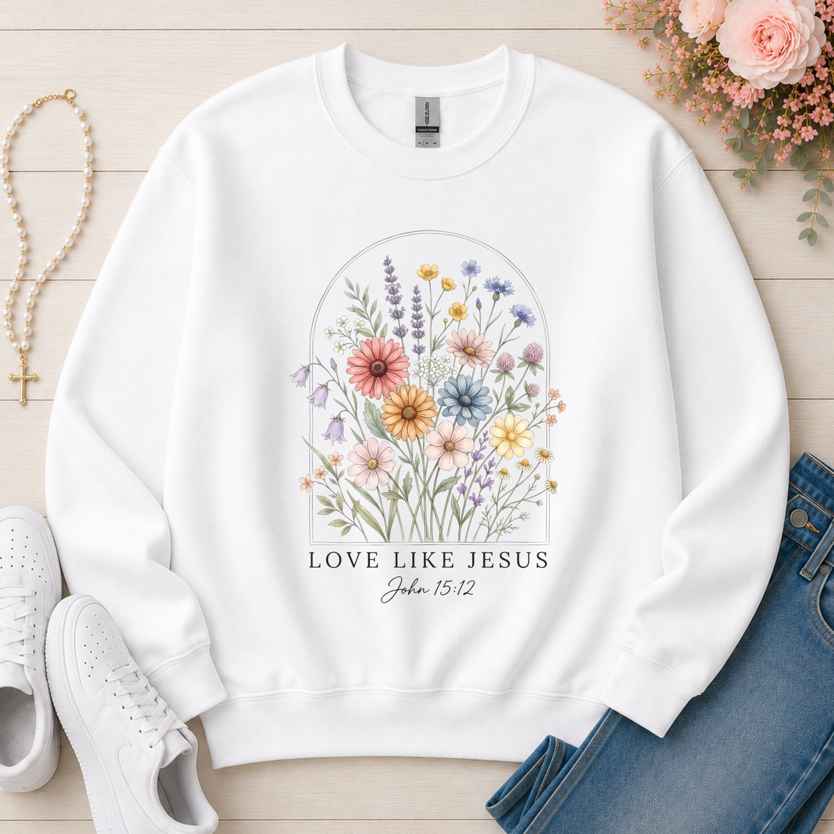 Love Like Jesus Christian sweatshirt in White