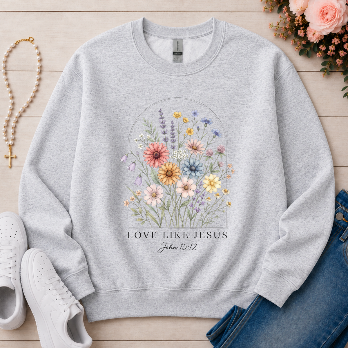 Love Like Jesus Christian sweatshirt in Ash