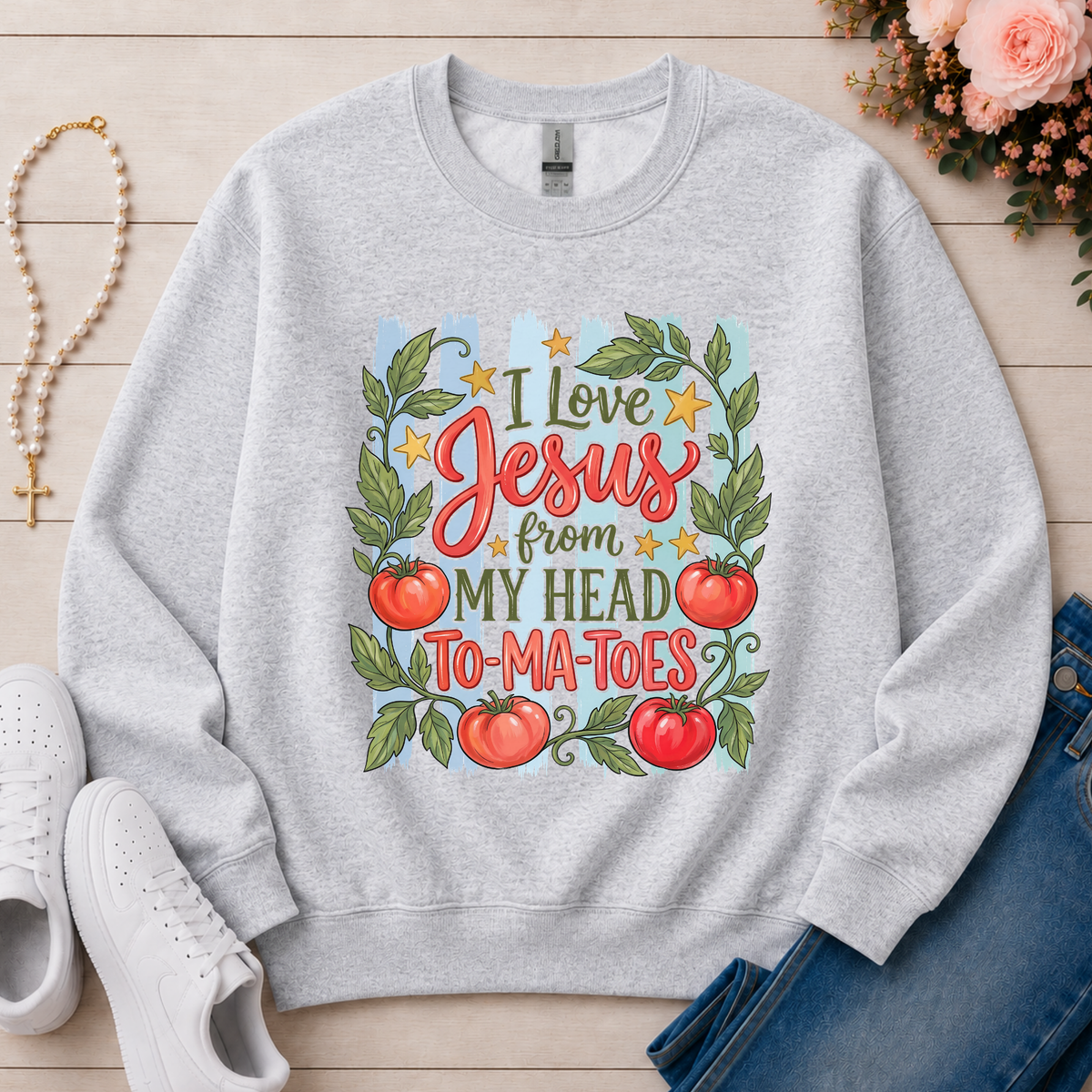 I Love Jesus Christian sweatshirt in Ash