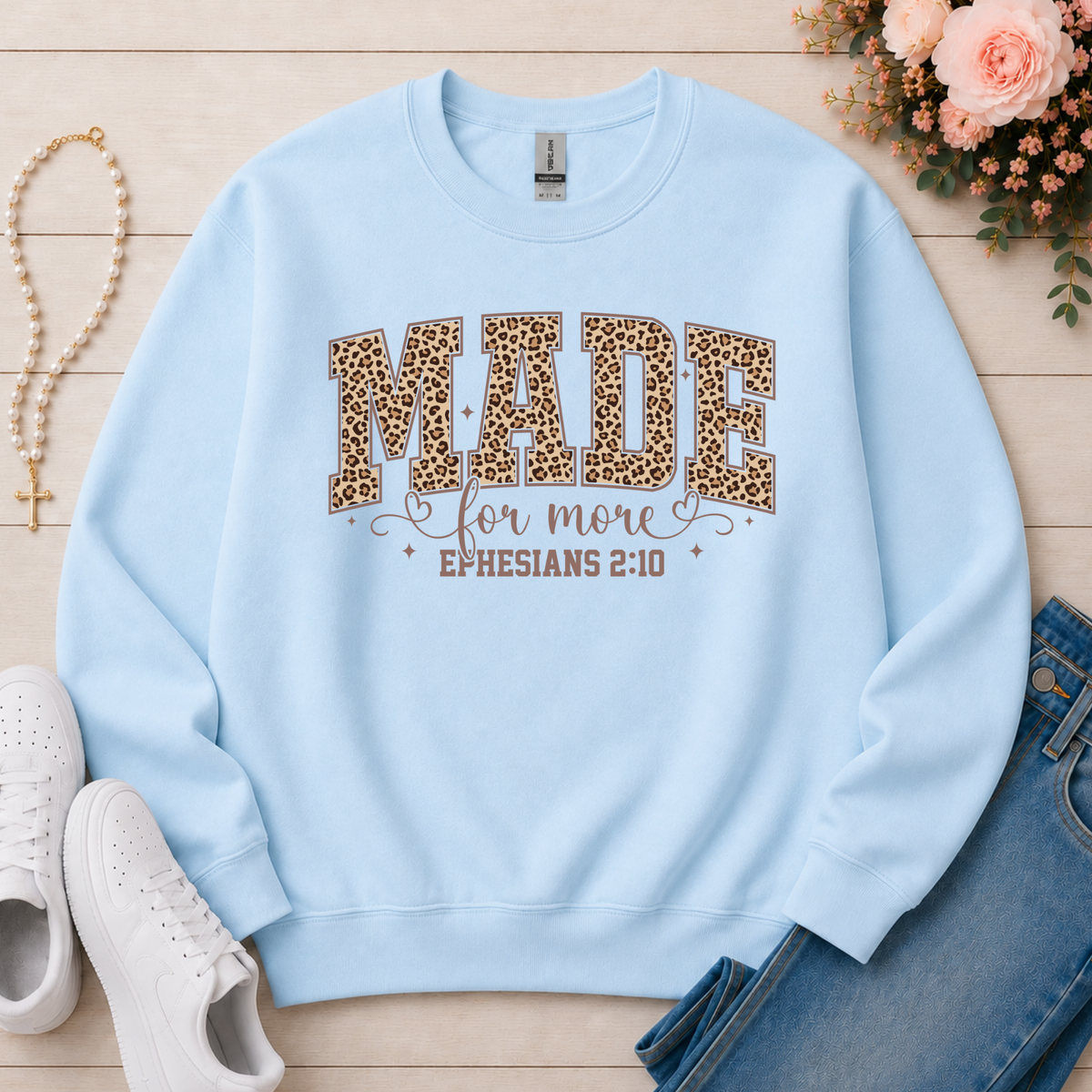 Made For More Christian sweatshirt in Light Blue