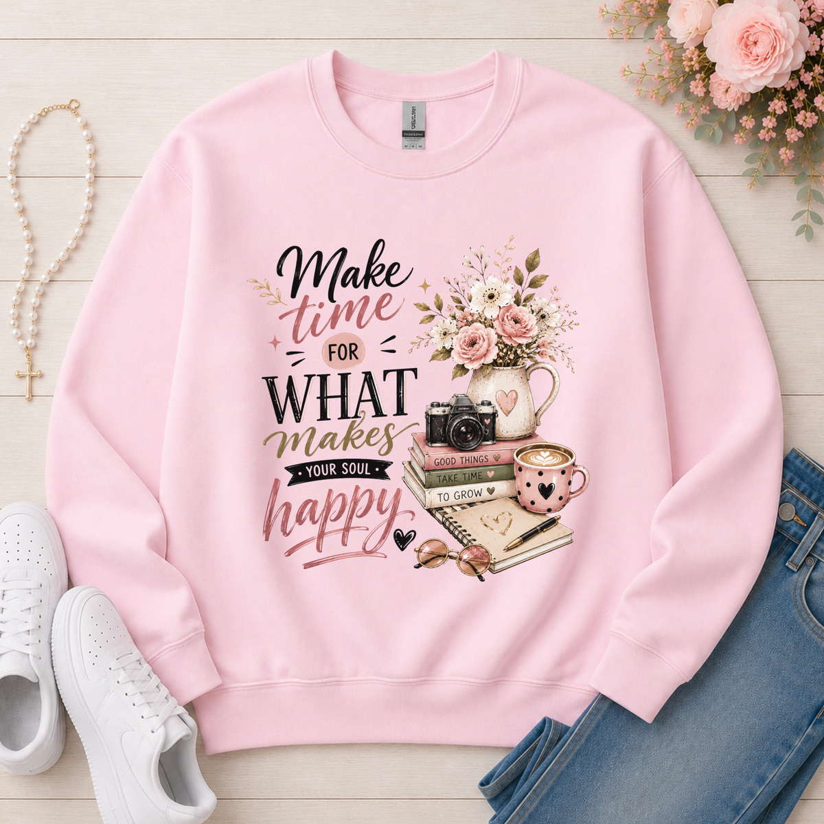 Make Time Christian sweatshirt in Light Pink
