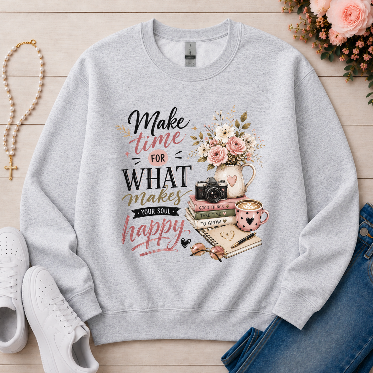 Make Time Christian sweatshirt in Ash