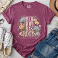 Her Hope Has Roots Christian Comfort Colors T-Shirt in Berry